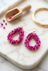 Ohrringe Trendy Perlen Tropfen Pinky Pink