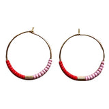 Ohrringe Circle TAMI Perlen Red/Rosé vergoldet