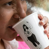 Illustrierter Keramik Becher PEACE GIRL