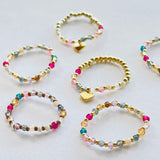 elastischer Finger-Ring mit Glassteinen bunt