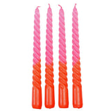 Kerzen Spiral Dip Dye pink/orange (Set of 4)