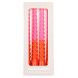 Kerzen Spiral Dip Dye pink/orange (Set of 4)
