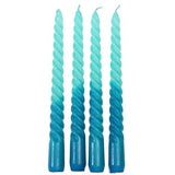 Kerzen Spiral Dip Dye blue/turquoise (Set of 4)