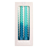 Kerzen Spiral Dip Dye blue/turquoise (Set of 4)