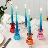 Kerzen Spiral Dip Dye blue/turquoise (Set of 4)