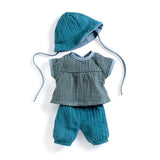 3-Teilige Musselin Puppenkleidung BLUE Sommer