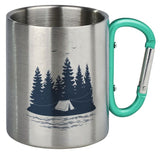 Edelstahl Tasse mit Karabiner Fernweh (Türkis) Into the wild