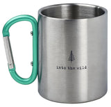 Edelstahl Tasse mit Karabiner Fernweh (Türkis) Into the wild