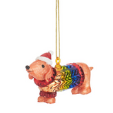 Weihnachtsdekoration aus Glas - Dackel im Regenbogen Jumper