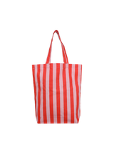 Shopper Streifen · Litschi + Mohnrot mit langen Henkeln