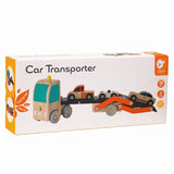 Autotransporter Classic RED + 3 retro Autos aus Holz