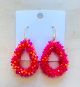 Ohrringe Trendy Perlen Tropfen Pink/Mandarine