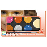 Kinderschminke Glitzer metallic mit 6 Farben (orange Box)