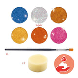 Kinderschminke Glitzer metallic mit 6 Farben (orange Box)