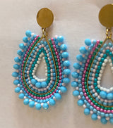 Ohrringe Boho Perlen Pfau Babyblue/Rosa