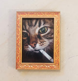 Holz Kühlschrank Magnet Frame smoking Cat