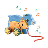Holz Nachziehtier Gabi & Sam mit Musik