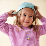 niedliche Halskette für Mädchen mit Eis Anhänger Gliederkette mint gelb rosa Kinderschmuck