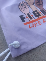 Leniliciouz Merch Rucksack Zugbeutel "FIGHT LIKE A GIRL" Flieder