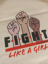 Leniliciouz Merch Rucksack Zugbeutel "FIGHT LIKE A GIRL" natur