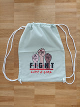 Leniliciouz Merch Rucksack Zugbeutel "FIGHT LIKE A GIRL" Mintgrün