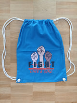 Leniliciouz Merch Rucksack Zugbeutel "FIGHT LIKE A GIRL" blau