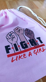 Leniliciouz Merch Rucksack Zugbeutel "FIGHT LIKE A GIRL" Rosa