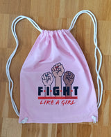 Leniliciouz Merch Rucksack Zugbeutel "FIGHT LIKE A GIRL" Rosa