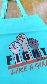Leniliciouz Merch Jutebeutel "FIGHT LIKE A GIRL" Türkis