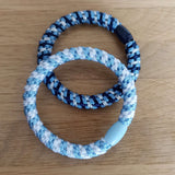 Haargummi Armband gewebt blue light/dark