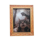 Lustiger Magnet aus Holz bedruckt mit Katze und dinosaurier