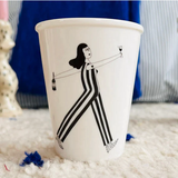 Illustrierter Keramik Becher WINE o CLOCK