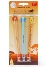 3er Set Löschbare Gelstifte Savannah (ELEFANT+LÖWE+GIRAFFE)