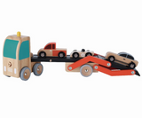 Autotransporter Fifties + 3 retro Autos aus Holz
