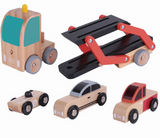 Autotransporter Fifties + 3 retro Autos aus Holz