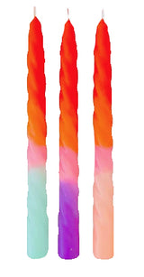 Dip Dye Twisted Kerzen ICECREAM ORANGE 3 Stück