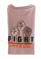 Leniliciouz Merch Oversize Bio Shirt "FIGHT LIKE A GIRL" (Unisex) dusty rose