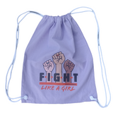 Leniliciouz Merch Rucksack Zugbeutel "FIGHT LIKE A GIRL" Flieder