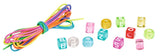 Transparente Buchstabenperlen mit Regenbogenband