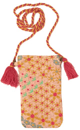 Besticktes Handytäschchen BOHO Flowergarden rosé yellow