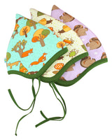 bio kinder baby kleidung Zwergen Mütze von OKOMOi bunt mit Fuchs Eichhörnchen oder Käfer Muster aus Biobaumwolle