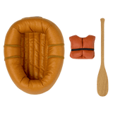 Miniatur Schlauchboot für Maileg Mäuse mit Ruder und Schwimmweste