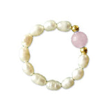 elastischer Finger-Ring mit Glassteinen PERLMUTT Rosa