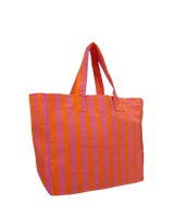 XL Shopper Baumwolltasche Streifen · Orange + Rhodinrot