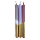 Dip Dye Kerzen ALL KINDS OF LILAC Gold 3 Stück