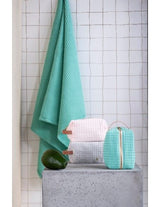 Kulturtasche Waffelpiquet Cube cotton No Waste TÜRKIS M