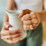 elastischer Finger-Ring mit Glassteinen bunt