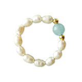 elastischer Finger-Ring mit Glassteinen PERLMUTT Turquoise
