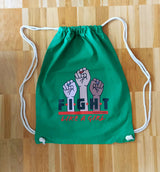 Leniliciouz Merch Rucksack Zugbeutel "FIGHT LIKE A GIRL" grün