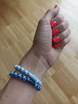 Haargummi Armband gewebt blue light/dark